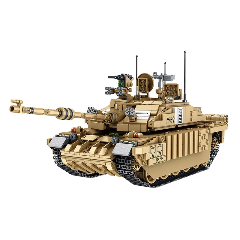 

World War 2 WW2 Soldiers Challenger Main Battle Tank Armored Vehicle Military SWAT Army Building Blocks Bricks Toys Juguetes