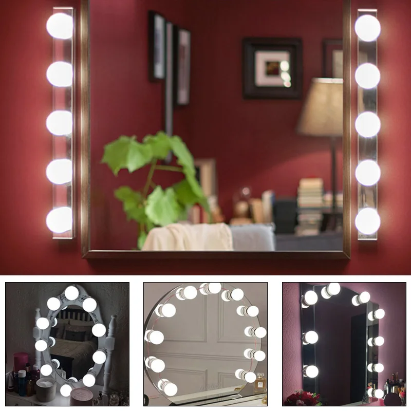 Beauty Vanity Mirror Lights Makeup Light Glamour LED Bulb Hollywood Style Dressing Room Mirror Lights Kit 10Bulb Dimmable