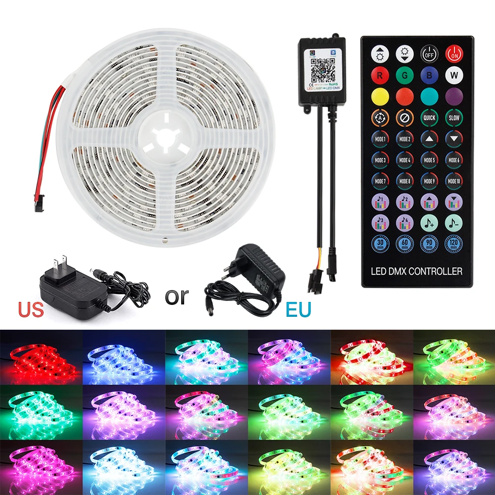

OKEEN 5m LED 12V Dream Color Flexible Strip Atmosphere Light RGB Interior Decorative Lamp Party Home Car Outdoor With APP Remote