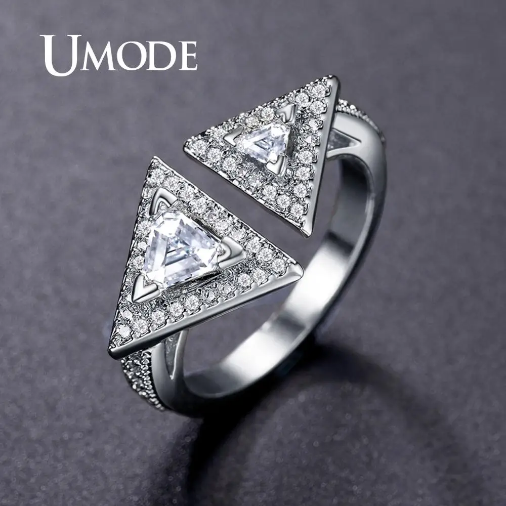 UMODE Triangle Wedding Rings for Women Engagement Ring Zirconia Adjustable Finger Rings Luxury Jewelry Accessories Gifts UR0569