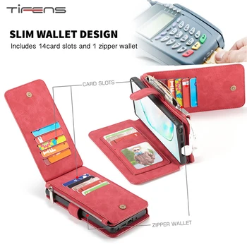 

Zipper Wallet Leather S20ultra Case For Samsung Galaxy Note 10 9 8 S20 S10 E S9 S8 Plus 5G S7 Edge Magnetic Removable Card Cover