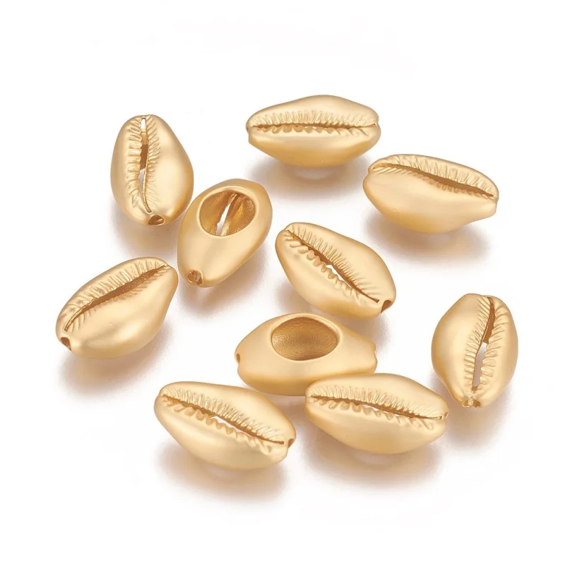 Латунные бусины в форме раковины Cowrie 10 шт. долговечные матовые золотого цвета для