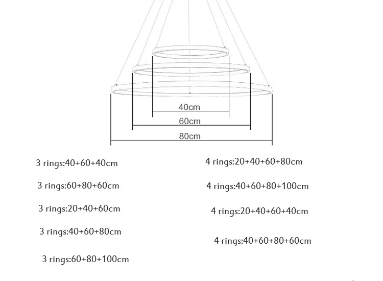 Modern Acrílico Anéis Círculo Luzes Pingente, Corpo
