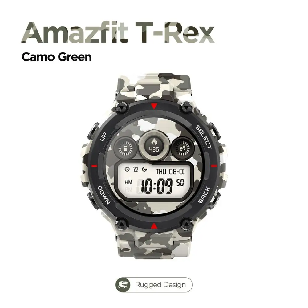 Original Amazfit T rex T-rex Smartwatch for men 5ATM Control Music GPS Smart Watch 20 days battery life MIL-STD for Android 