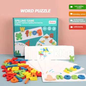 

Spelling Word Puzzle Game Toy Sets English 26 Letters Recognition Alphabet Toddler Kid Early Educational Cognition Props