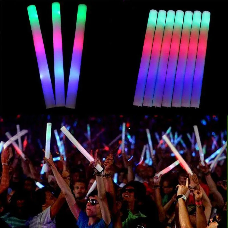 

12Pack Multi Color Foam Baton LED Light Stick Rally Flashing Light DJ Glow