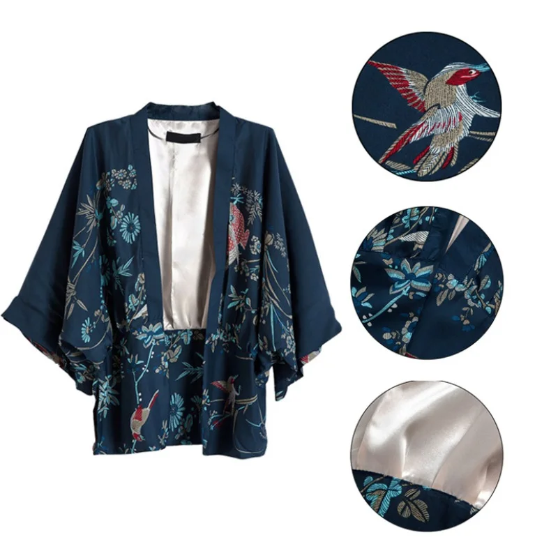 

Phoenix Print Kimono Shawl Jacket 2019 Women's Loose Bat Sleeve Harajuku Cardigan