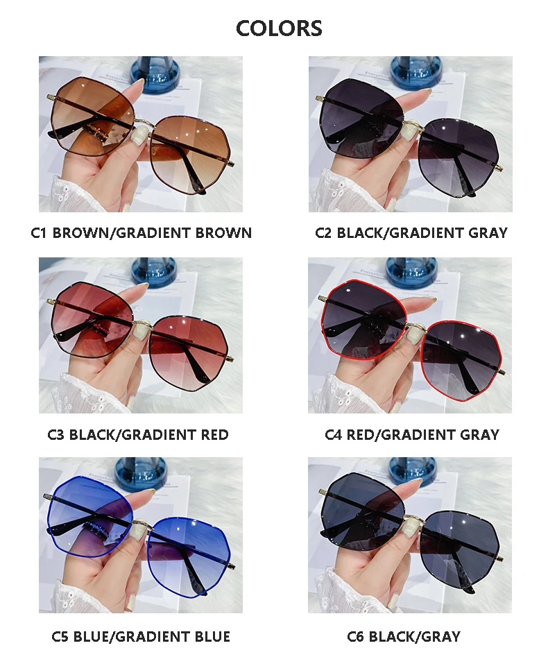 fashion sunglasses 2021 Brand Designer Sunglasses For Women Fashion Polygon  Metal Frame Sun glasses Luxury Vintage Female Eyewear UV400 Oculos big black sunglasses