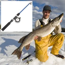 0,74 м, 1,1 м, зимняя катушка для подледной рыбалки, комплект из стеклянной стали, короткая удочка, пластиковая катушка, комплект для лодки, рок-Шор, креветка, муха, Pesca