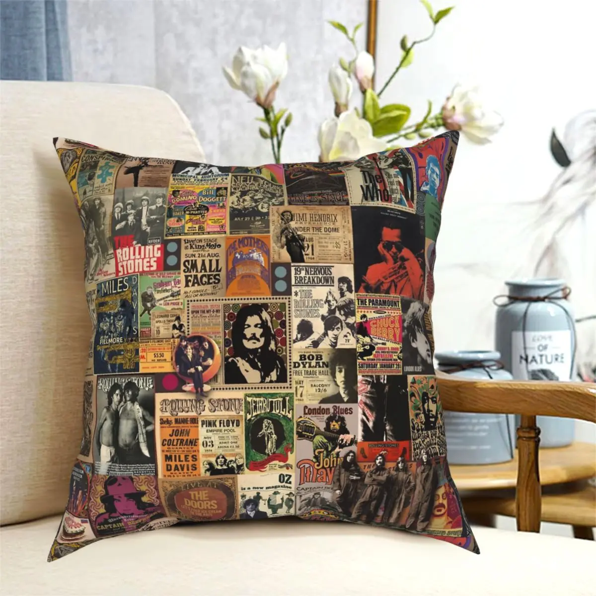 

Rock N' Roll Stories Square Pillowcase Pattern Zip Decorative Throw Pillow Case Car Cushion Cover