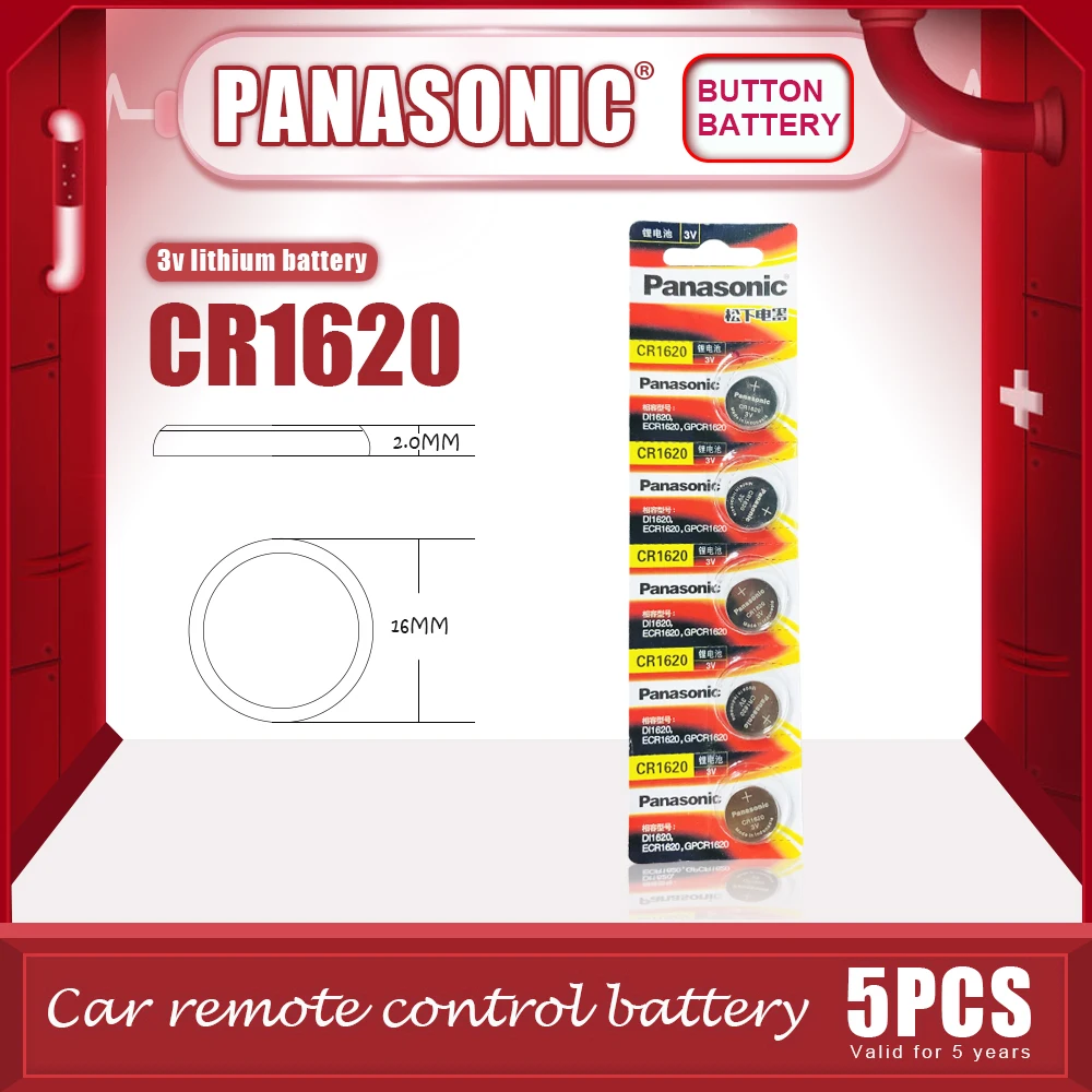 5шт./лот PANASONIC оригинальный CR1620 кнопочный аккумулятор 3 в литиевые батареи CR 1620 для