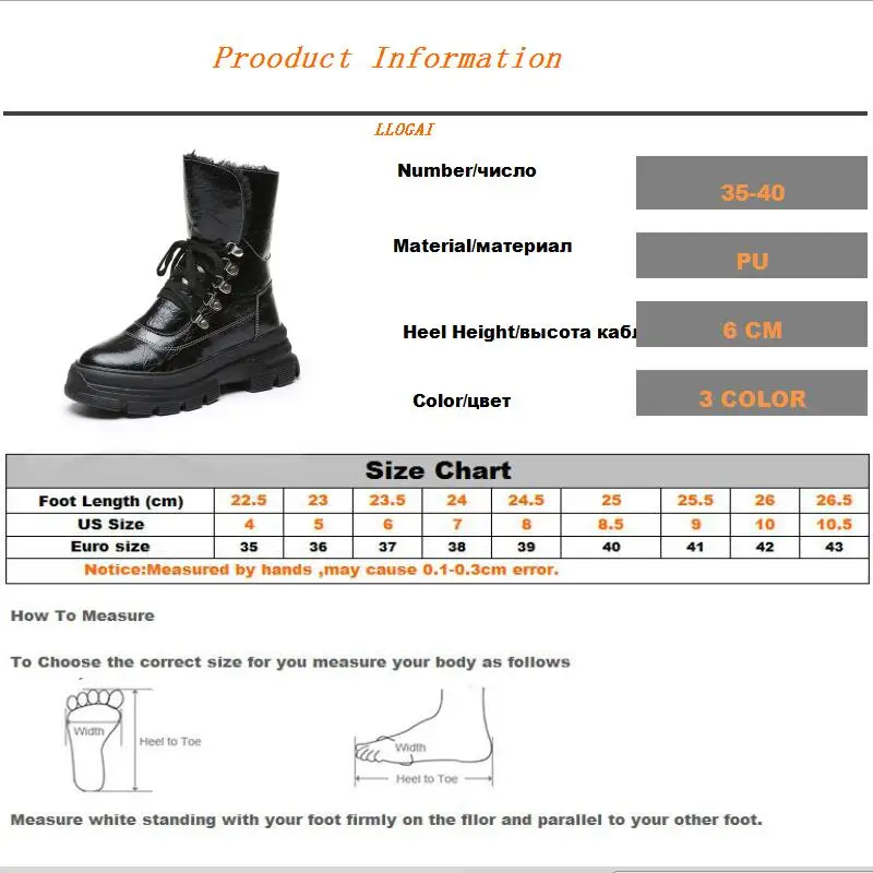 Winter Flat Platform Boots Women Autumn Fashion Lace Up Snow Boots Shoes Woman Chunky Short Plush Martin Boots Women Chaussure