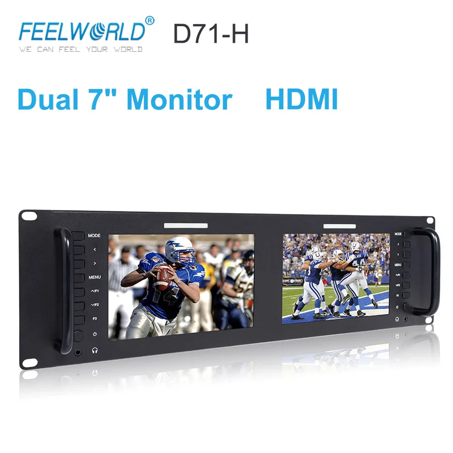 US $378.00 Feelworld D71H Dual 7 Inch 3RU IPS 1280 X 800 HDMI LCD Rack Mount Monitor Portable 2 Screens Broadcast Monitor