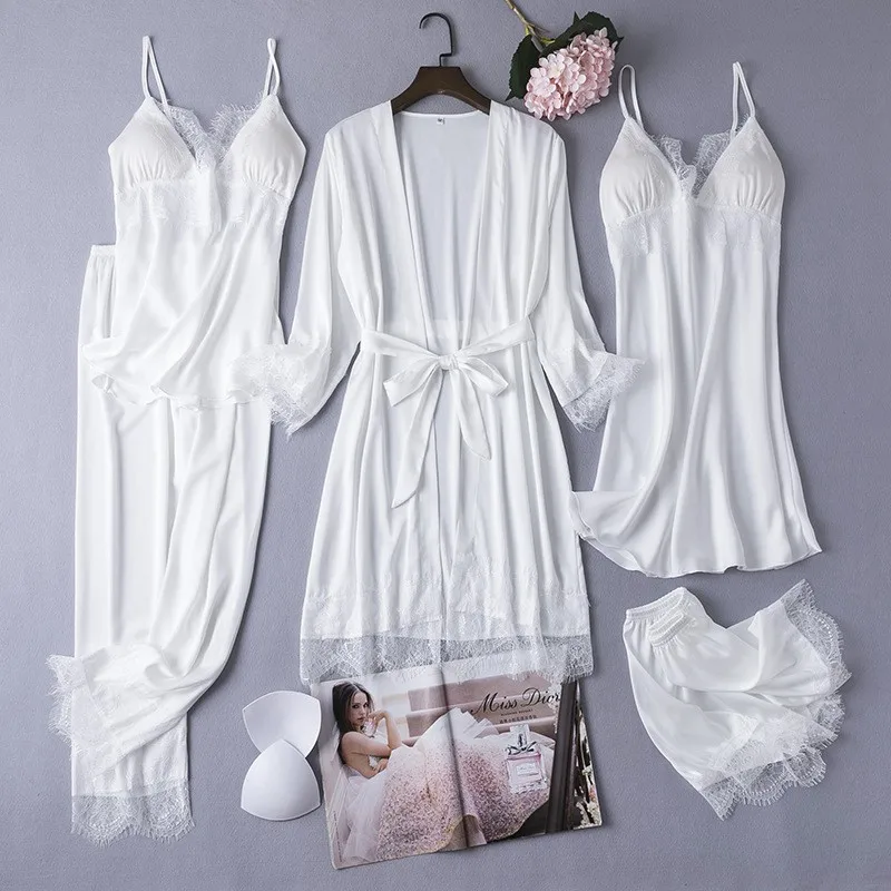 Women New Bride Bridesmaid Wedding Party Robe Female Sleepwear White Kimono Pajamas Rayon Casual Nightgown Home Clothes women sleepwear,bride robes,sleepwear pajamas