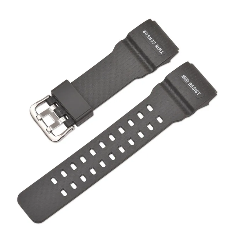 Durable Silicone Sport Watch Band - Men's Waterproof Replacement Strap with Resin Detailing