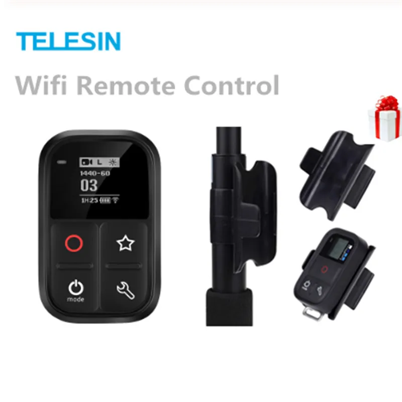 

TELESIN Wifi Remote Control with Charger Cable Wrist Strap 80M Waterproof Remote Shutter for Gopro Hero Black 7 6 5 3 Accessory