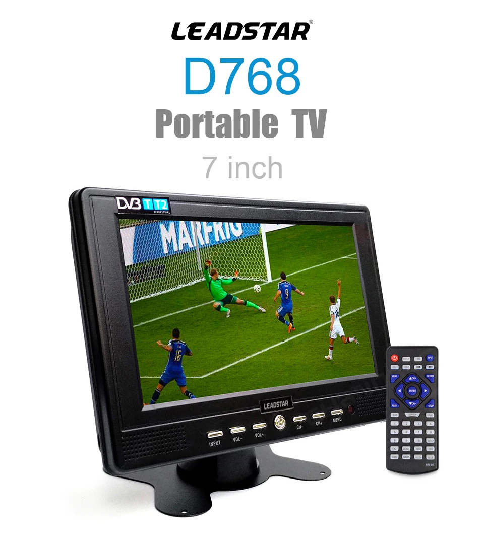 D7 7-Inch PortableTV DVB-T2 ATSC TDT Analog Small Car TV Supports USB TF MP4 H.265 AC3