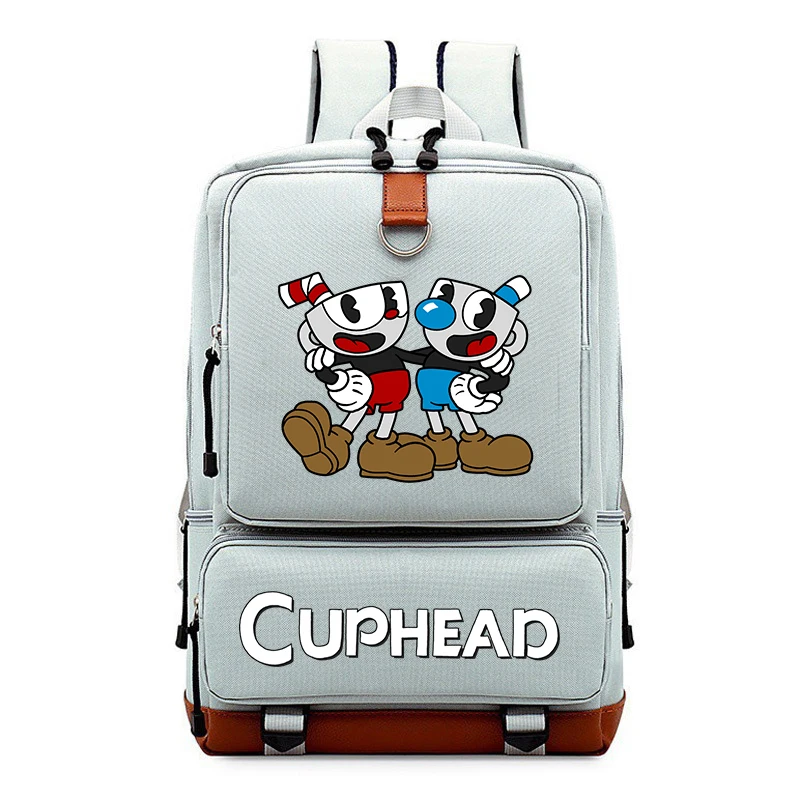 Cuphead jogo mugman mochila meninos meninas estudantes saco de