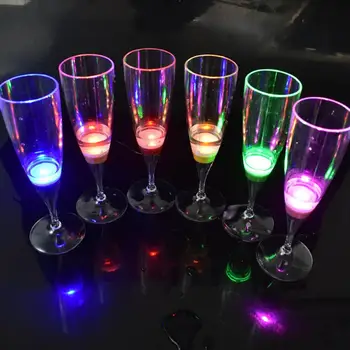 

6pcs LED Light Up Wine Glasses Champagne Flute'S Cocktail Flashing Cups For Bar Party Night Club Drink Wedding Home Kitchen A35