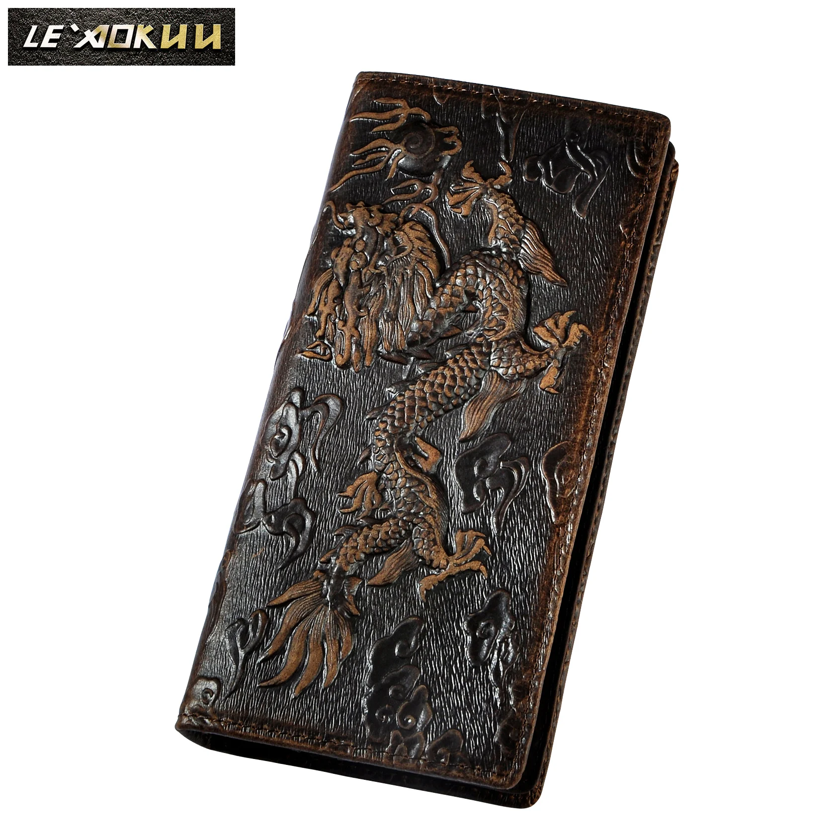 

Quality crazy horse leather handmade Unisex long design Casual Cool Gift Organizer wallet fashion Purse Card Holder 1014-dd