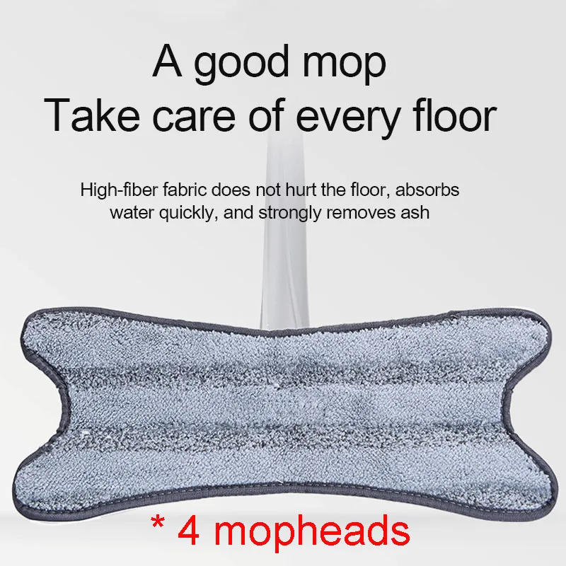4 mopheads X-type 360 Чистящая легко вращающаяся Швабра для мытья пола Волшебная салфетка из микрофибры плоская ручка Пылезащитная Швабра колодки Вращающаяся головка с отжимом - Цвет: 4 mopheads