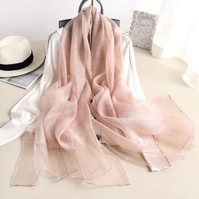 Модный Шелковый шерстяной шарф для женщин пашмины дамские шарфы шаль женские обертывания бандана шарф хиджаб принт мягкие пляжные палантины - Цвет: S-41 pink
