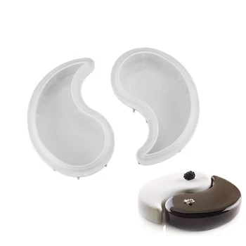 

2PCS Yin Yang Shaped Wine Red Cake Pan Baking Silicone Mousse Molds Non-Stick