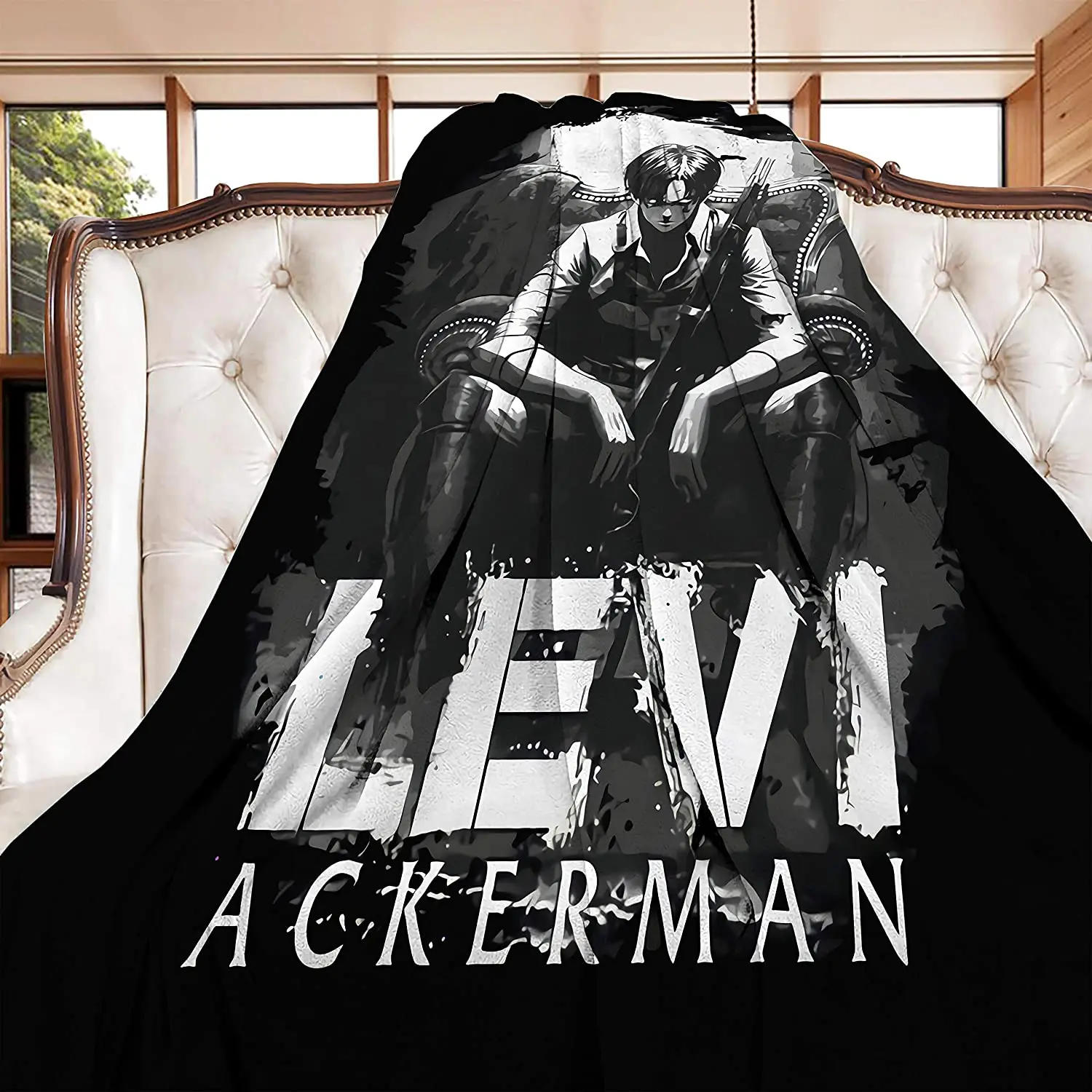 Levi Ackerman Attack On Titan Flannel Throw Blanket Lightweight Comfy  Fluffy Warm Cozy Plush Cover Soft Queen Bed Twin Sofa