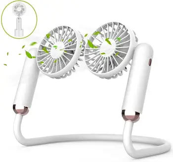 

2020 New Multifunction Portable Hanging Neck Band Fan Mini Air Cooler Conditioner USB Rechargeable Fans Handheld Desk Dual Fan