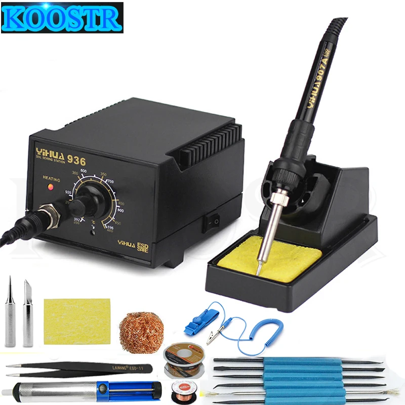 YiHUA 936 2in1 110V ESD Adjustable Temperature Soldering Iron Station Kit Stand