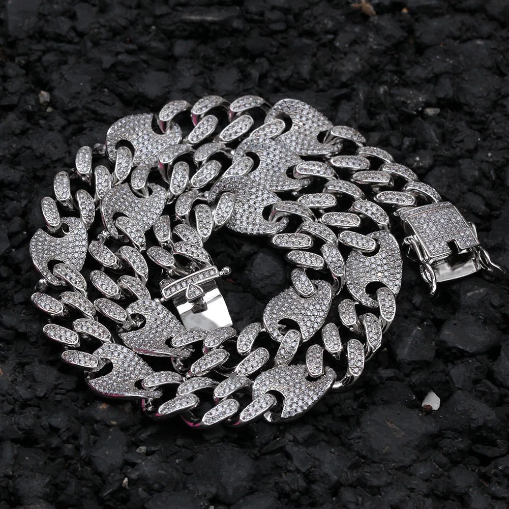 Шикарный король Майями Iced Out кубинские цепи ожерелье, смесь цветов серебро и золото цвет модные ювелирные изделия Хип-хоп ожерелье s Мужчины