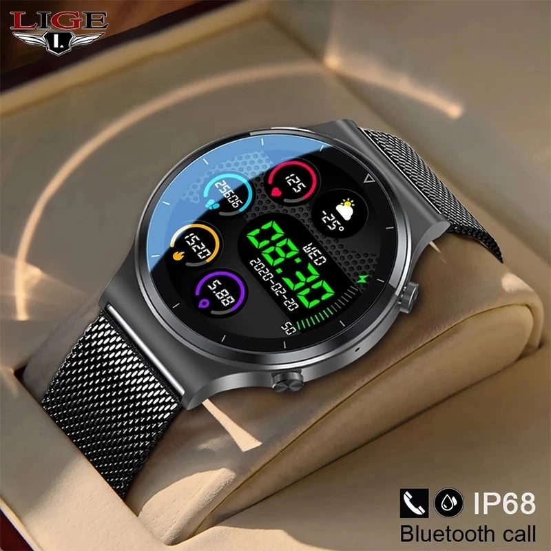 LIGE 2021 New Bluetooth Call watch Smart Watch Men IP68 Waterproof Full Touch Screen Sports Fitness Smartwatch For Xiaomi iPhone