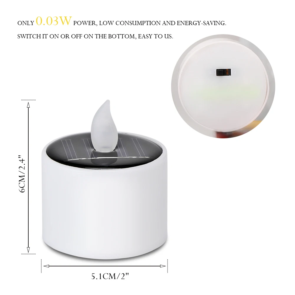 2019 New Solar Light Power LED Candle Yellow Flashing Tea Lights Holiday Wedding Romantic Decoration | Освещение