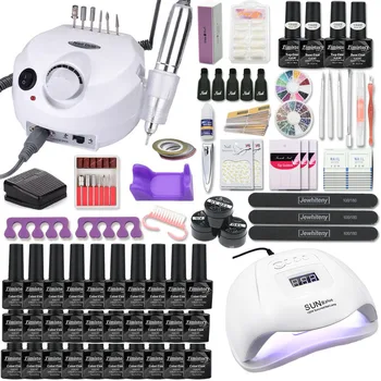 

Nail Set with 120W/54W Nail Lamp Manicure Set 30/20/10 Color UV Gel Nail Polish Kit Tool Set with Nail Files Nail Drill Machine