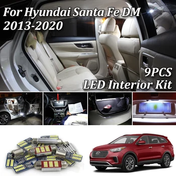 

9X White Canbus led Car interior lights Package Kit For Hyundai Santa Fe DM ix45 2013 2014 2015 2016 2017 2018 2019 2020