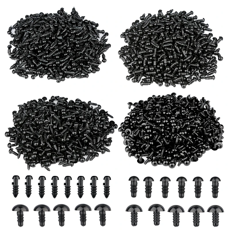 LMDZ 200 unids/bolsa de plástico negro de Ojos de vidrio DIY para muñecas ojos del juguete de plástico negro de Ojos de seguridad de marionetas animales artesanía muñecas Accesorios