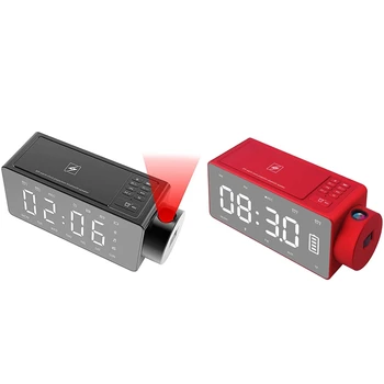 

Hot YO-Projection Alarm Clock Bluetooth Speaker With Wireless Charging Diy Ringtone,One-Click Snooze,Bluetooth Call Speaker,Fm R