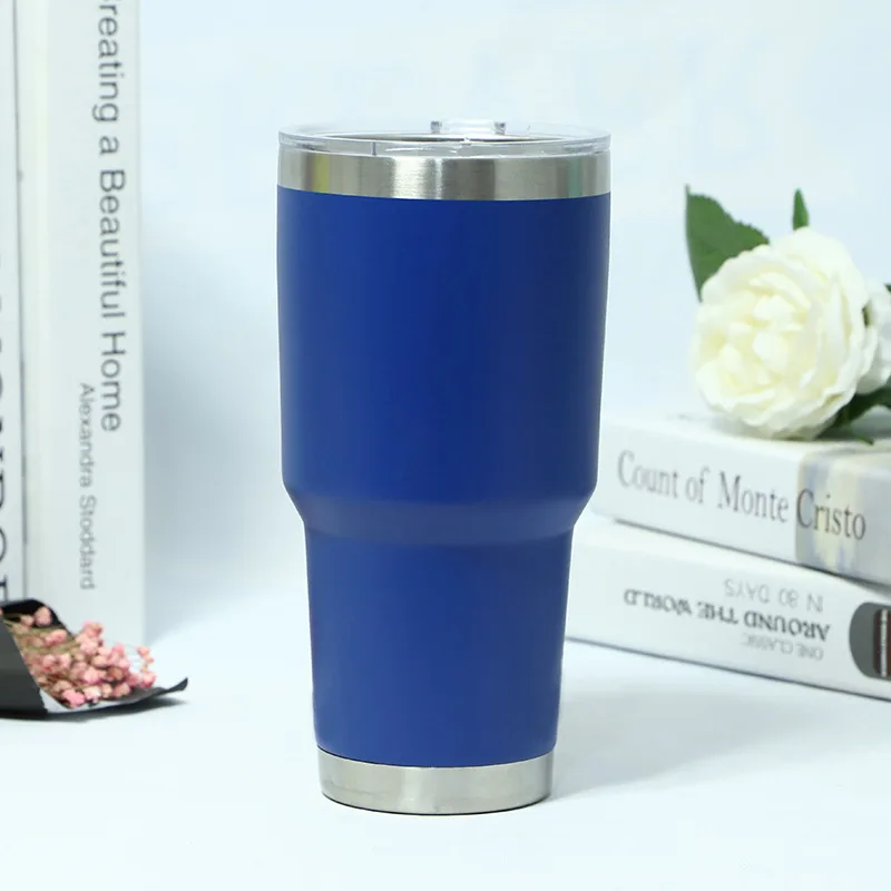 30oz dark blue 20 унций 30 унций пивной стакан из нержавеющей стали с крышкой с двойными стенками с вакуумной изоляцией кружка для кофе для путешествий большая емкость спортивные чашки - Цвет: 30oz dark blue