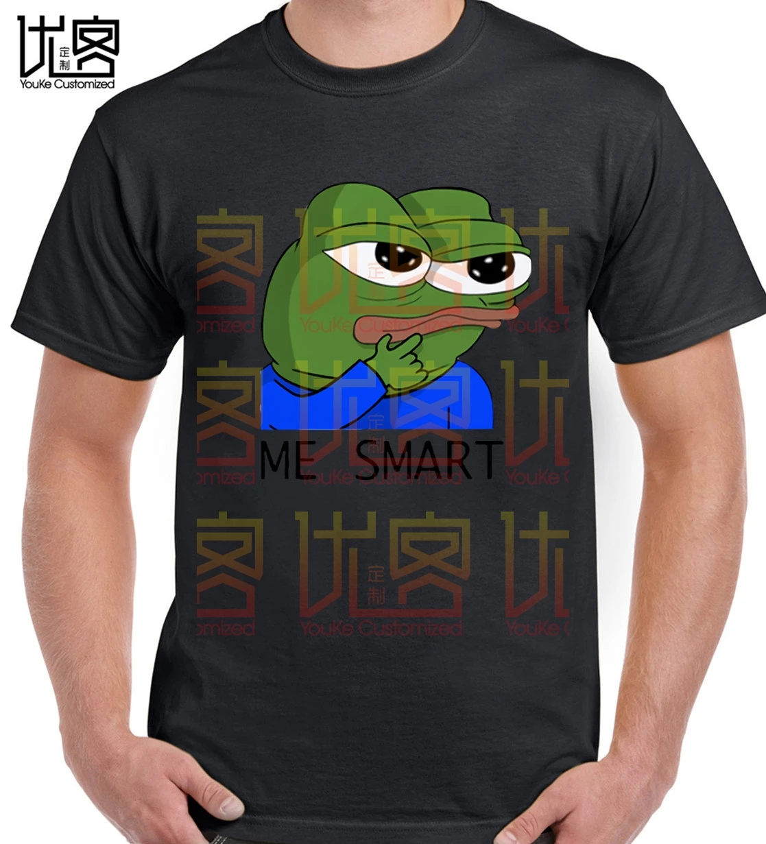 Peppe-the-frog-me-smart-Футболка-pepe-meme хит продаж 100% хлопок на заказ Высококачественная