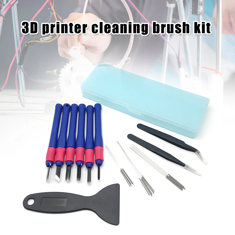 

Nozzle Cleaning Kit 0.2-0.4mm Needles Pliers Tweezers Straight Brush Set for 3D Printer HSJ-19