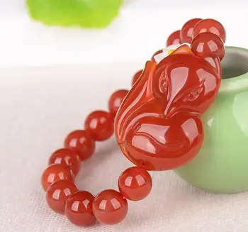 

Natural yu Fox bracelet female SpongeBob Red big tail Meng Fox Wang Peach hand string