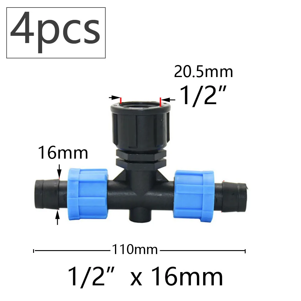 16mm 5/8'' Drip Irrigation Tape Shut-Off Valve Elbow Tee End Plug Thread Lock Connector Garden Watering Pipe Hose Joints 