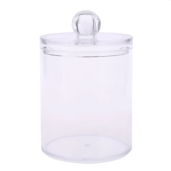 

2020 Clear Plastic Cosmetic Organizer Cotton Swabs Box Round Case Storage for Home