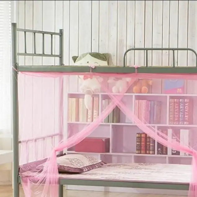 Ouneed Encrypted Mosquito Net Bed Single Dormitory Student Bedroom Square Top Pink 110x200cm Bedding | Дом и сад