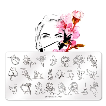 

Stainless Steel Nail Stamping Plate Lines Beauty Striped Banana Swan Face Printing Pattern Stencil Nail Art Stamps Templates
