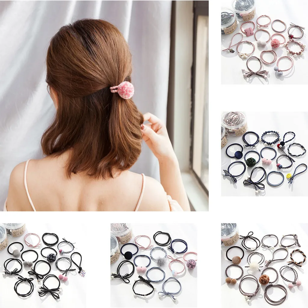 12 шт./лот женские аксессуары для волос резинки милые головные уборы повязка на