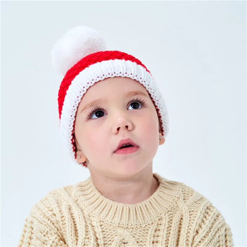 Imcute/зимние шерстяные шапки для родителей и детей, для мальчиков и девочек, для папы, теплые шапки с помпоном из лисьего меха, рождественский