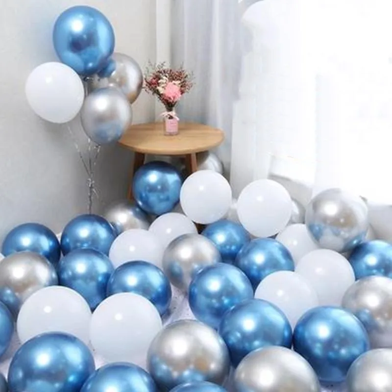 20pcs10inch Гладкий Металлический воздушный шар из гранулированного латекса толстого хромированного металла цвета 2,2 г розовый белый надувные шарики на день рождения вечерние - Цвет: as picture
