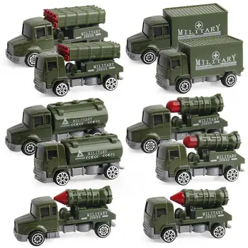 

1:64 5PCS High Quality Plastic + Alloy Material Die-cast Military Vehicles Set Alloy Metal Army Truck Models Car Toy For Kids