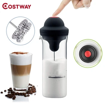 

Costway Electric milk frother machine Dry cell portable coffee froth machine Automatic fancy milk froth pot Household mixing cup